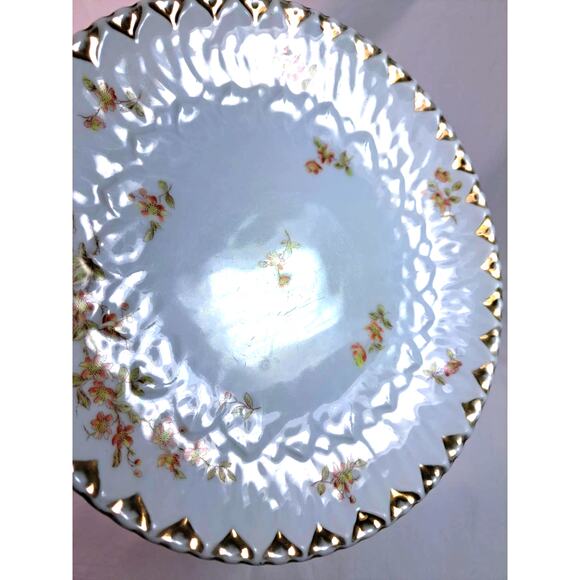 Vintage 1928-1932 Silesien Germany Porcelain Plate White Floral Gold Trim - Picture 8 of 9